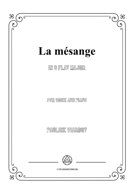 Viardot La Msange In B Flat Major For Voice And Piano Sheet Music