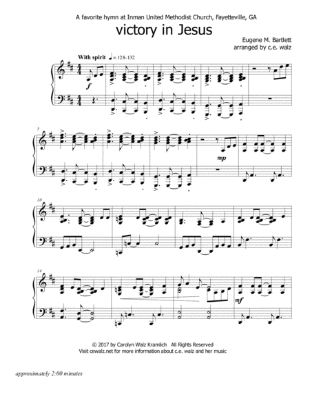 Victory In Jesus A Christian Camp Meeting Song Sheet Music