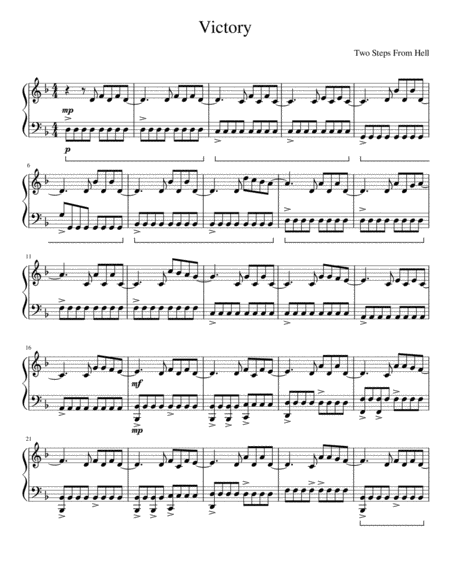 Victory Two Steps From Hell Piano Arrangement Intermediate Difficulty Sheet Music