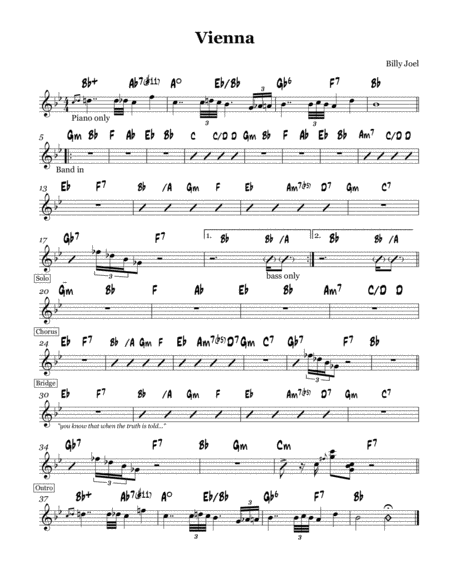 Vienna Chord Chart Sheet Music