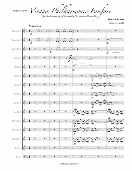 Vienna Philharmonic Fanfare For Saxophone Ensemble Sheet Music
