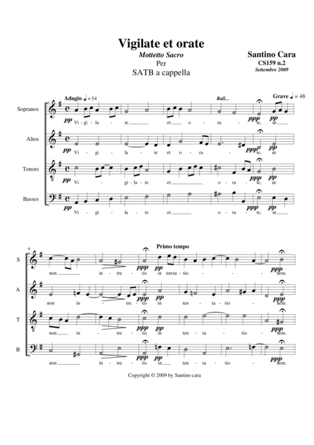 Vigilate Et Orate Sacred Motet For Choir Satb A Cappella Sheet Music