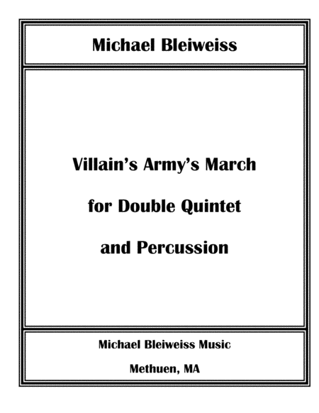 Villains Armys March For Combined Woodwind And Brass Quintets And Drum Set Score Parts Sheet Music