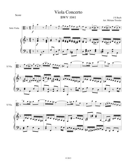 Free Sheet Music Viola Concerto In D Minor