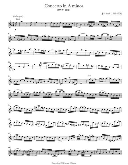 Violin Concerto In A Minor Bwv 1041 Sheet Music