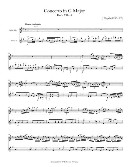 Free Sheet Music Violin Concerto In G Major Hob Viia 4 Arr 2 Violins