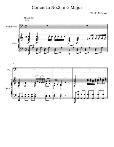 Free Sheet Music Violin Concerto No 3 In G Major For Cello Allegro