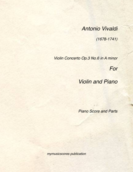 Free Sheet Music Violin Concerto Op 3 No 6 For Violin And Piano