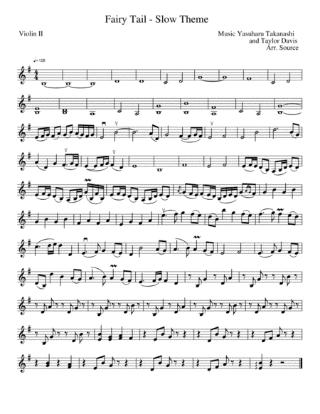 Violin Ii Part To Trio On Fairy Tail Theme From Fairy Tail Sheet Music