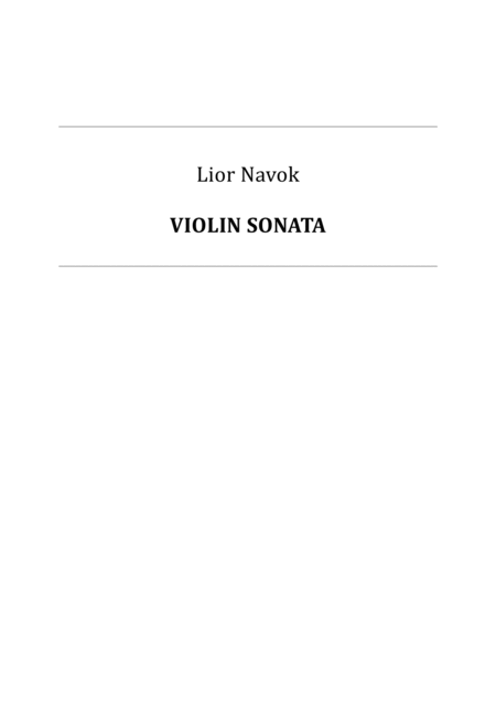 Violin Sonata For Violin And Piano Performance Score Part Sheet Music