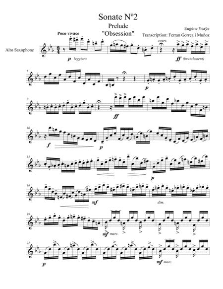 Violin Sonata N 2 Prelude E Ysae Alto Saxophone Transcription Sheet Music