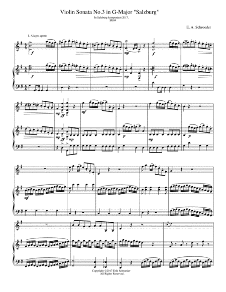 Free Sheet Music Violin Sonata No 3 In G Major Salzburg