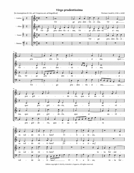 Virgo Prudentissima Canali Sheet Music