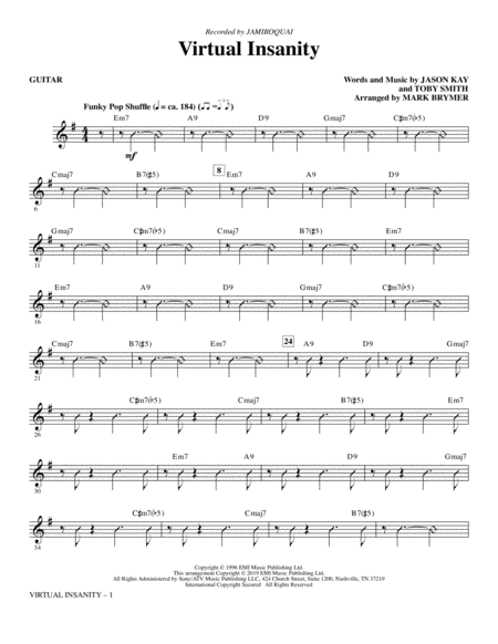 Free Sheet Music Virtual Insanity Arr Mark Brymer Guitar