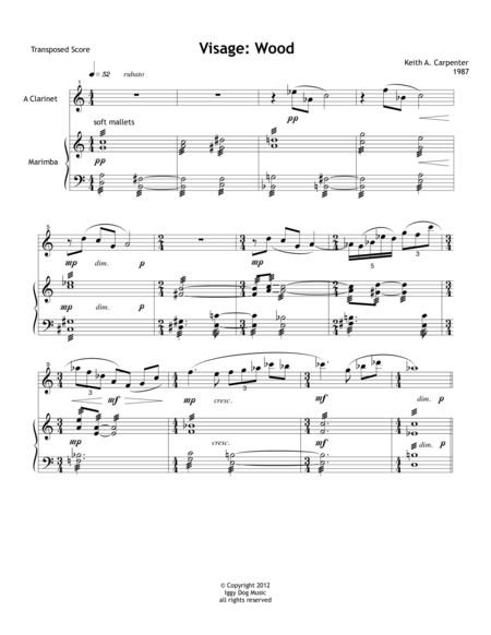 Free Sheet Music Visage Wood