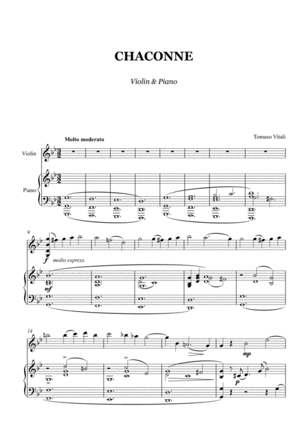 Free Sheet Music Vitali Chaconne Violin And Piano Score And Parts