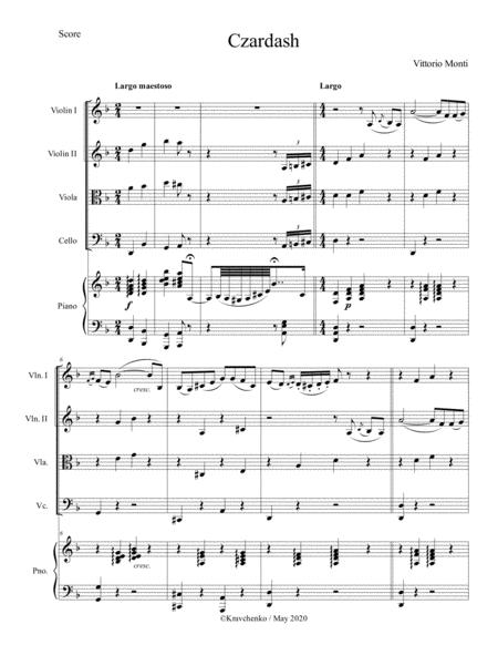 Free Sheet Music Vittorio Monti Czardash Arr For Piano Quintet Score And Parts