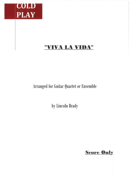 Viva La Vida By Coldplay Guitar Ensemble Score Only Sheet Music