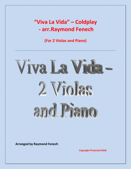 Free Sheet Music Viva La Vida Coldplay 2 Violas And Piano With Optional Drum Set