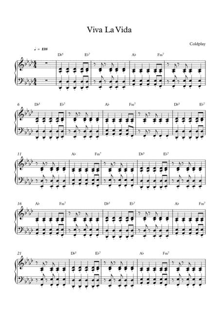 Free Sheet Music Viva La Vida Coldplay Piano Sheet Music For Both Hands