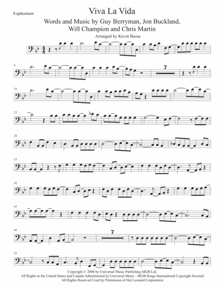 Viva La Vida Euphonium Sheet Music