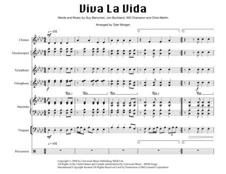 Viva La Vida For Front Ensemble Sheet Music