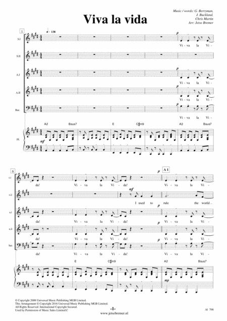 Viva La Vida Ssaabar Piano Sheet Music