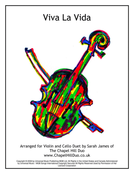Free Sheet Music Viva La Vida Violin Cello Arrangement By The Chapel Hill Duo