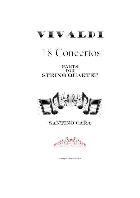 Vivaldi 18 Concertos Parts For String Quartet Sheet Music