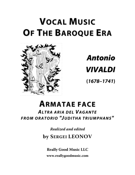 Vivaldi Antonio Armatae Face Aria From The Oratorio Juditha Triumphans Arranged For Voice And Piano A Minor Sheet Music