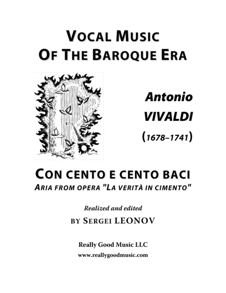 Vivaldi Antonio Con Cento E Cento Baci Aria From The Opera La Verit In Cimento Arranged For Voice And Piano C Minor Sheet Music