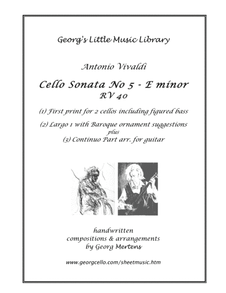 Free Sheet Music Vivaldi Cello Sonata No 5 E Minor Arr For Cello Guitar