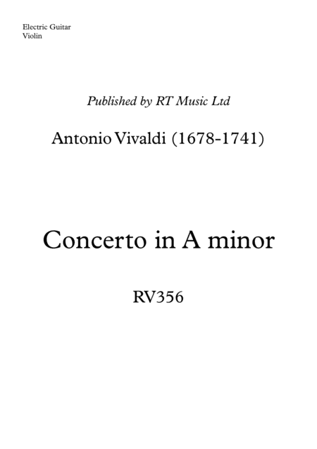 Free Sheet Music Vivaldi Concerto In A Minor Rv356 Electric Guitar Solo Part