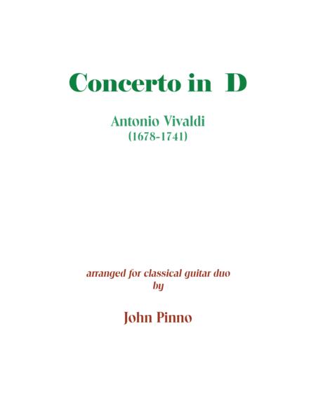 Vivaldi Concerto In D Arranged For Two Classical Guitars Sheet Music