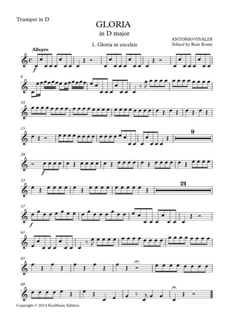 Free Sheet Music Vivaldi Gloria In D Major Orch Parts