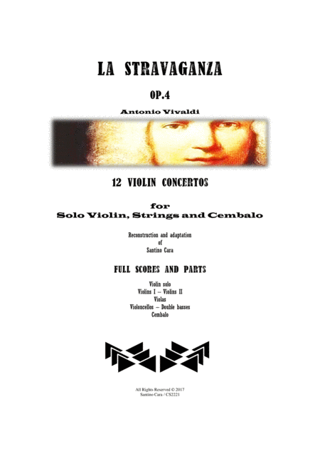 Vivaldi La Stravaganza Op 4 12 Concertos For Violin Solo Strings And Cembalo Full Scores And Parts Sheet Music