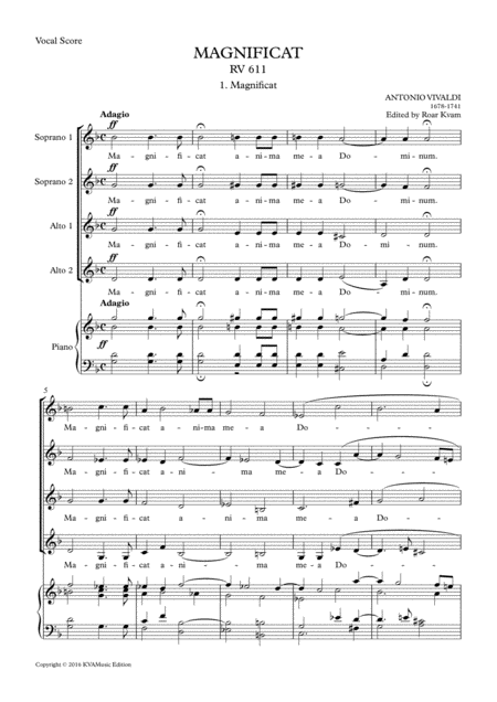 Free Sheet Music Vivaldi Magnificat In G Minor Rv611 Sa Soli Ssaa Choir Vocal Score