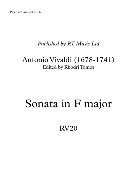 Free Sheet Music Vivaldi Rv20 Sonata In F Major Solo Parts Violin Trumpets