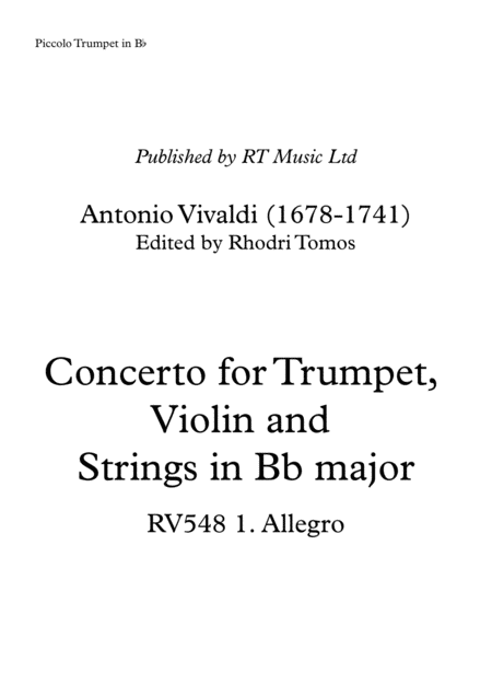 Free Sheet Music Vivaldi Rv548 Concerto For Trumpet Oboe Violin And Strings