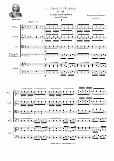 Free Sheet Music Vivaldi Sinfonia In B Minor Rv 168 For Strings And Cembalo