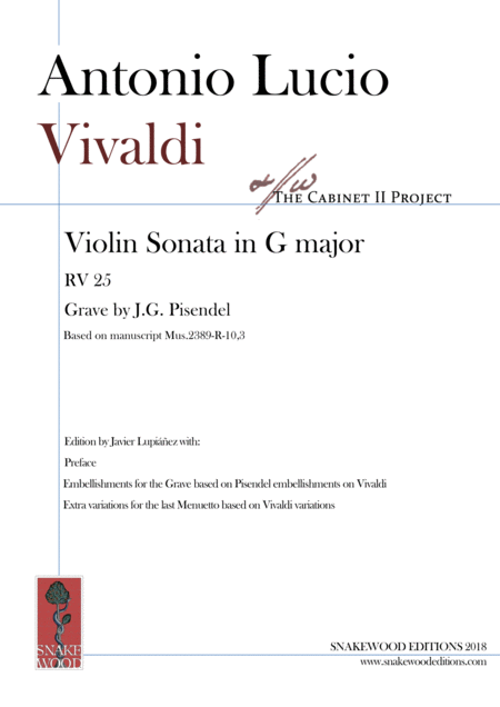 Vivaldi Sonata In G Major Per Pisendel Rv 25 Sheet Music