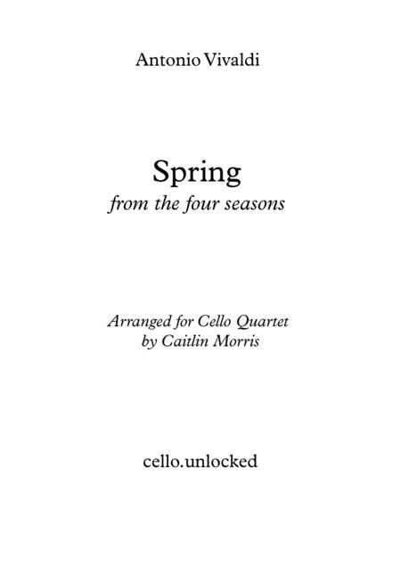 Free Sheet Music Vivaldi Spring For Cello Quartet Intermediate To Advanced