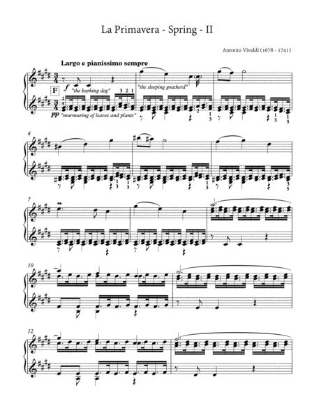Free Sheet Music Vivaldi The Four Season Spring Ii Largo Piano Solo