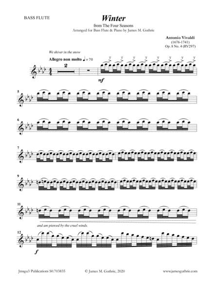 Vivaldi Winter From The Four Seasons For Bass Flute Piano Sheet Music