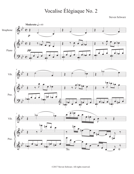 Vocalise Lgiaque No 2 For Vibraphone And Piano 2017 Sheet Music