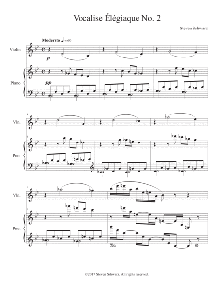 Vocalise Lgiaque No 2 For Violin And Piano 2017 Sheet Music