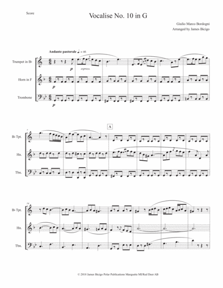 Free Sheet Music Vocalise No 10 In G