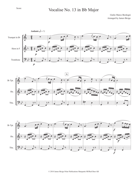 Free Sheet Music Vocalise No 13 In Bb Major
