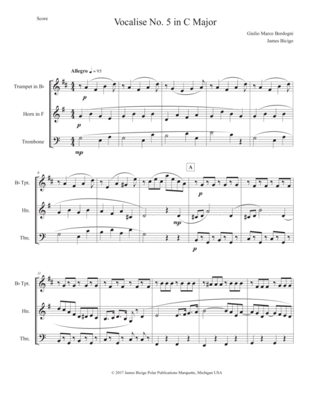 Free Sheet Music Vocalise No 5 In C Major