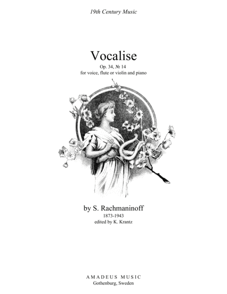 Vocalise Op 34 For Voice Or Violin Flute And Piano Sheet Music